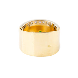 Bague en or jaune, diamants et cabochon d'émeraude