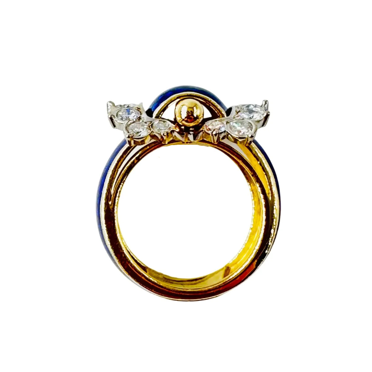 Bague FRED Ceinture en or jaune, or blanc, émail et diamants