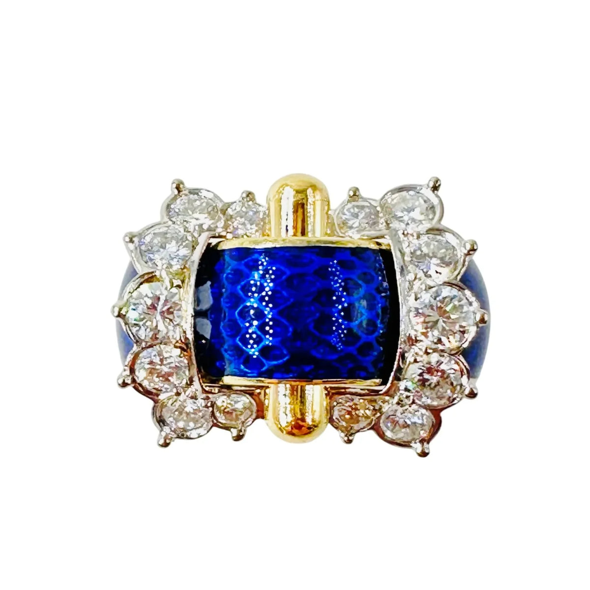 Bague FRED Ceinture en or jaune, or blanc, émail et diamants