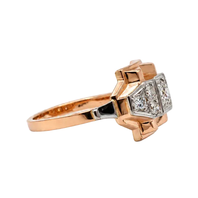 Bague Tank en or rose et diamants