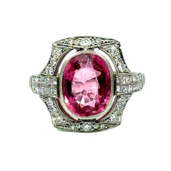 Bague Entourage en platine, tourmaline et diamants
