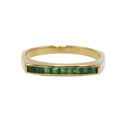 Bague Alliance en or jaune et émeraudes