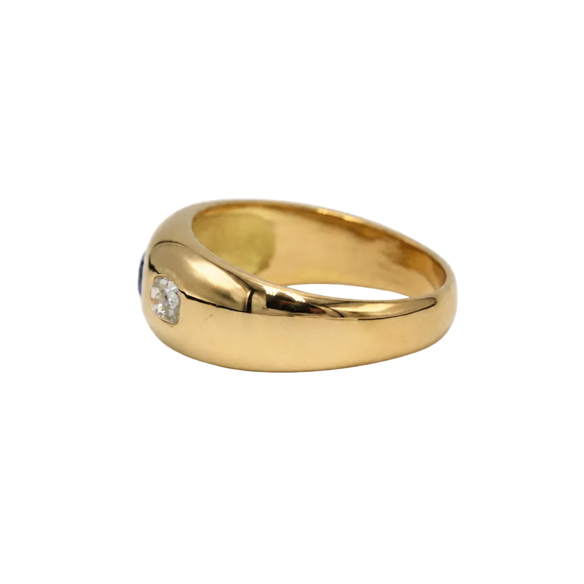 Bague Jonc en or jaune, saphir et diamants