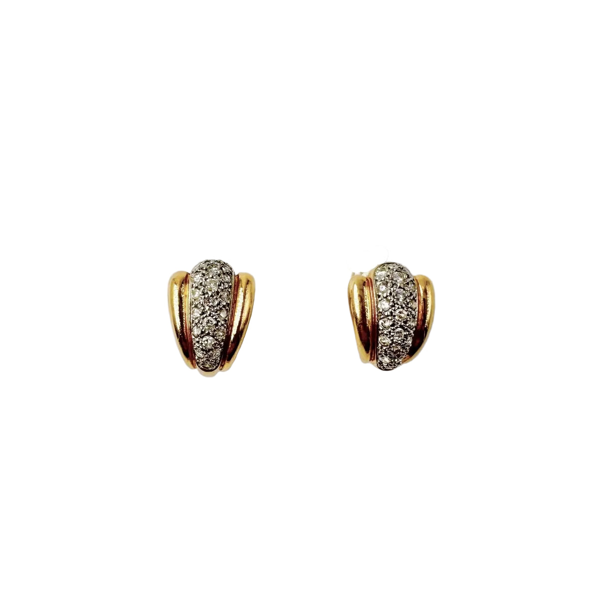 Boucles d'oreilles en or blanc, or jaune et diamants