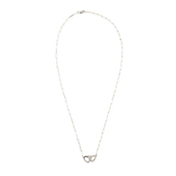 Collier Pendentif DINH VAN "Menottes Double Coeurs R9" en or blanc et diamants