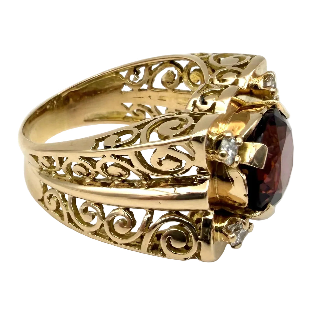 Bague Tank en or rose, tourmaline et diamants