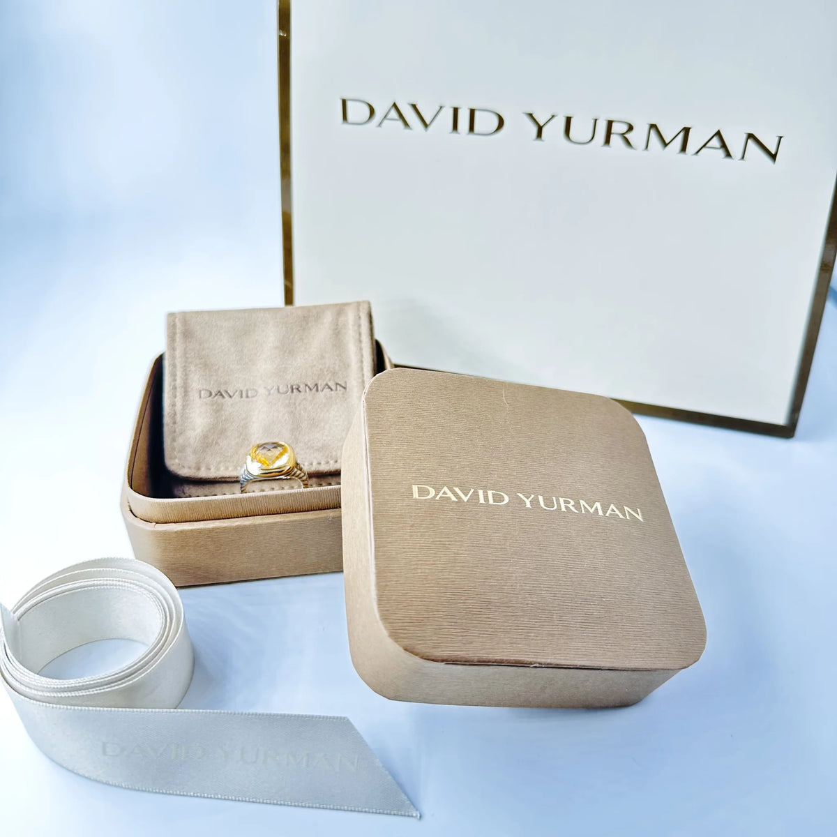 Bague DAVID YURMAN "Albion" en or jaune, argent et citrine