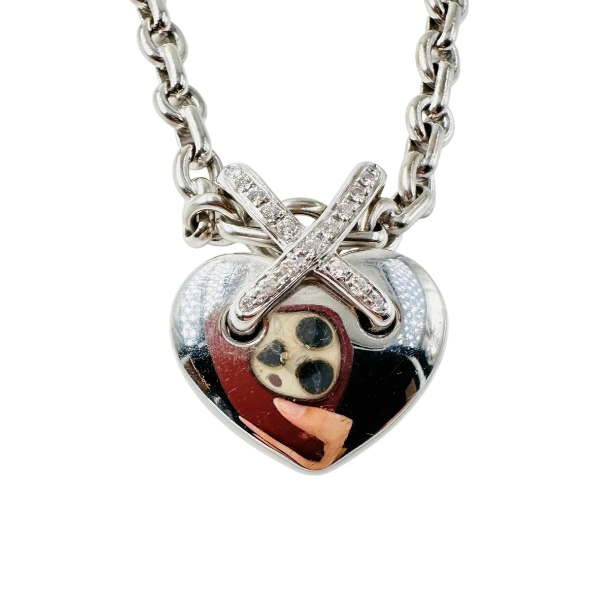 Collier Pendentif CHAUMET "Coeur Liens" en or blanc et diamants