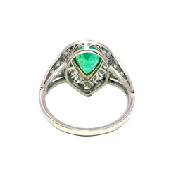 Bague Cocktail en or jaune, platine, émeraude et diamants