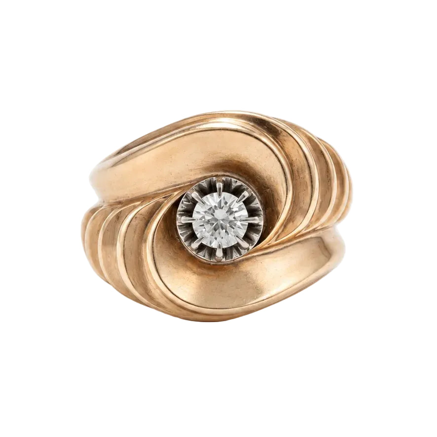 Bague Tank en or rose et diamant