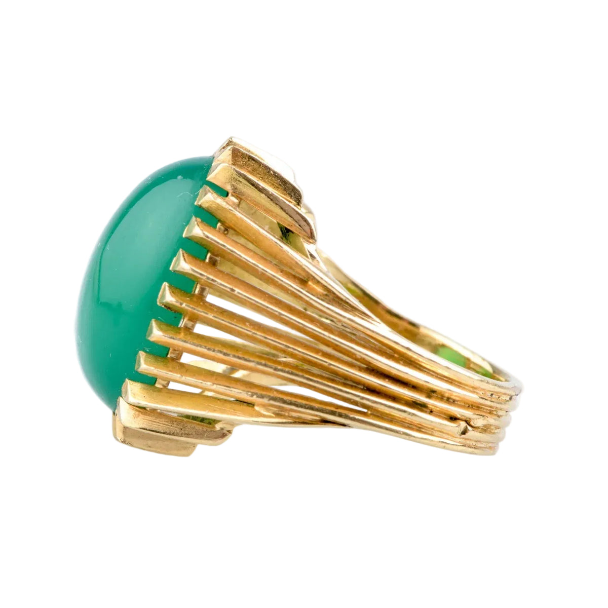 Bague Cocktail en or jaune et chrysoprase