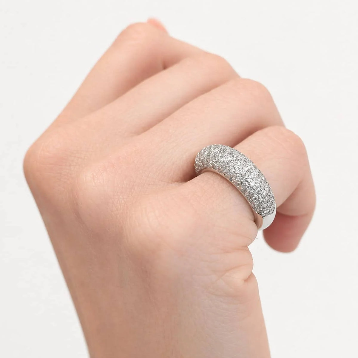 Bague Jonc en or blanc et diamants