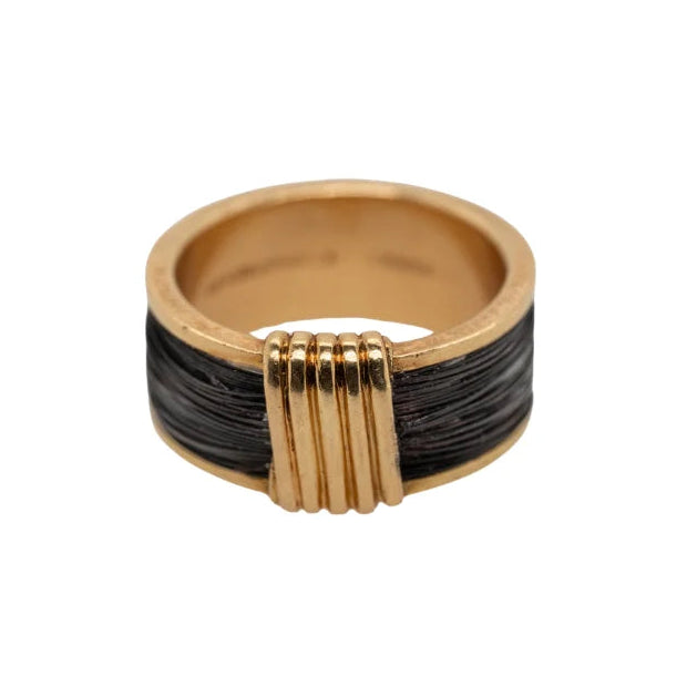 Bague Bandeau HERMÈS en or jaune et crin