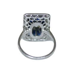 Bague Entourage en platine, saphirs et diamants