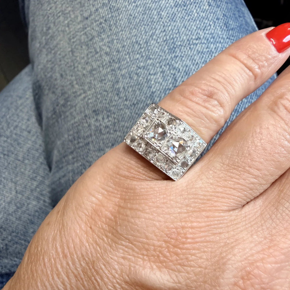 Bague Tank en or blanc et diamants