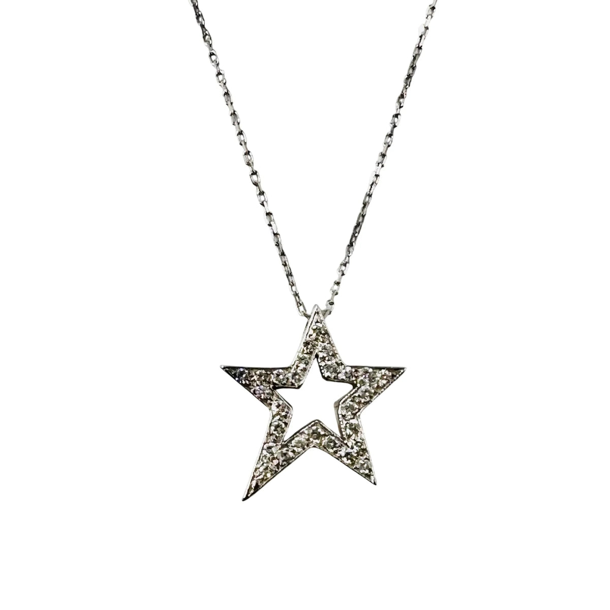 Collier Pendentif Étoile en or blanc et diamants