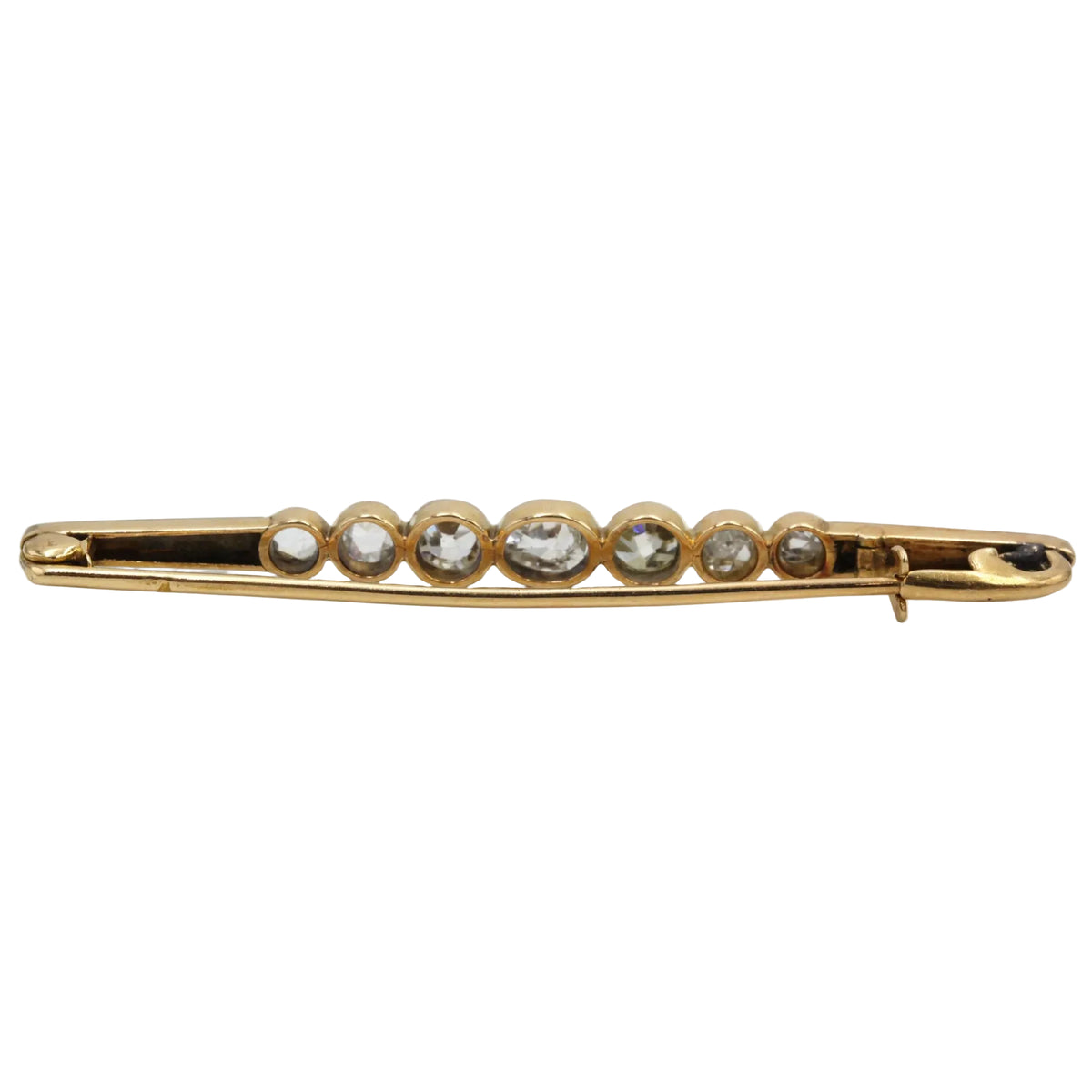 Broche Barrette en or jaune, platine et diamants