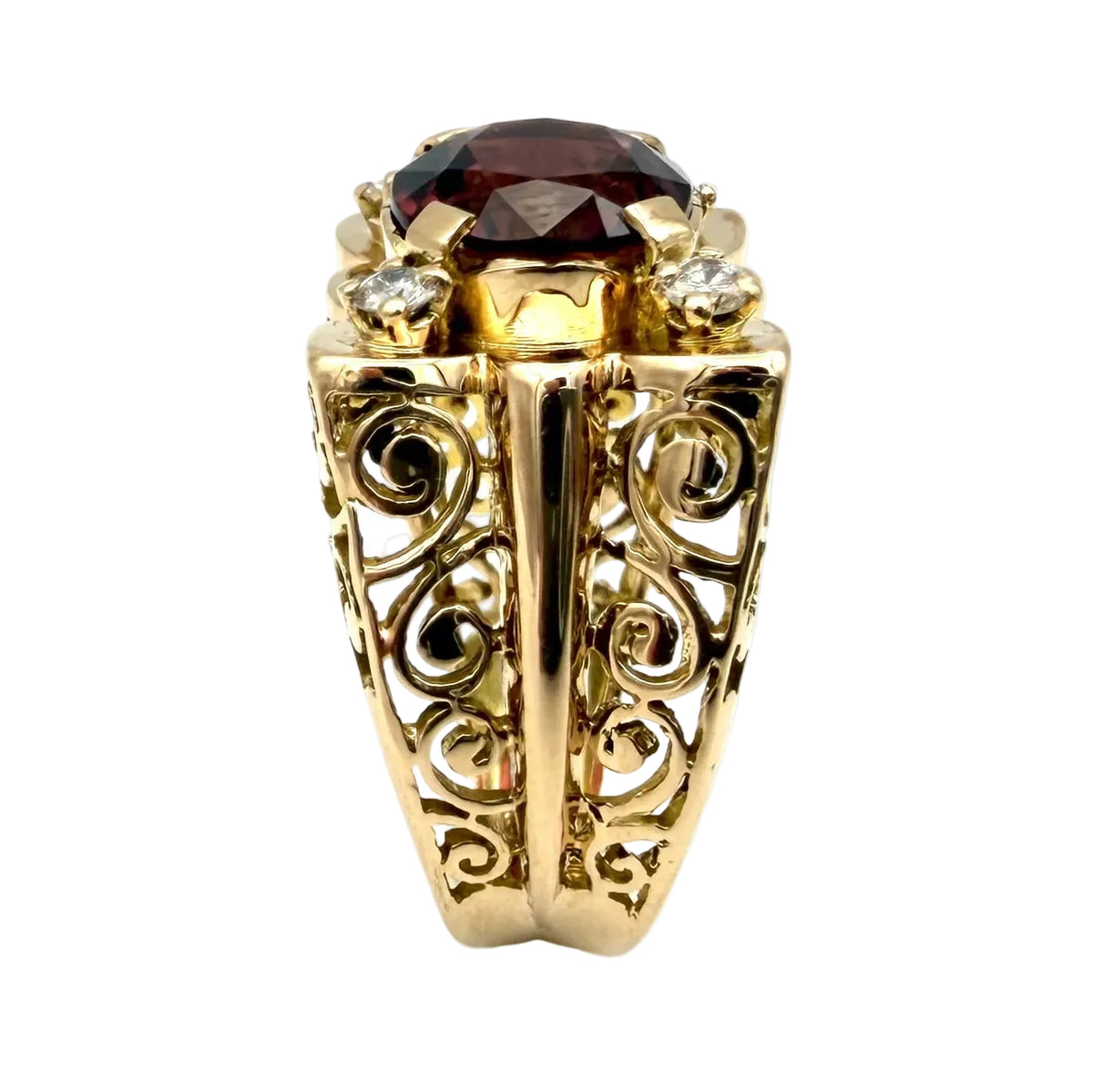 Bague Tank en or rose, tourmaline et diamants