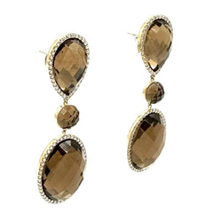 Boucles d'oreilles Pendantes ROBERTO COIN en or jaune, quartz et diamants