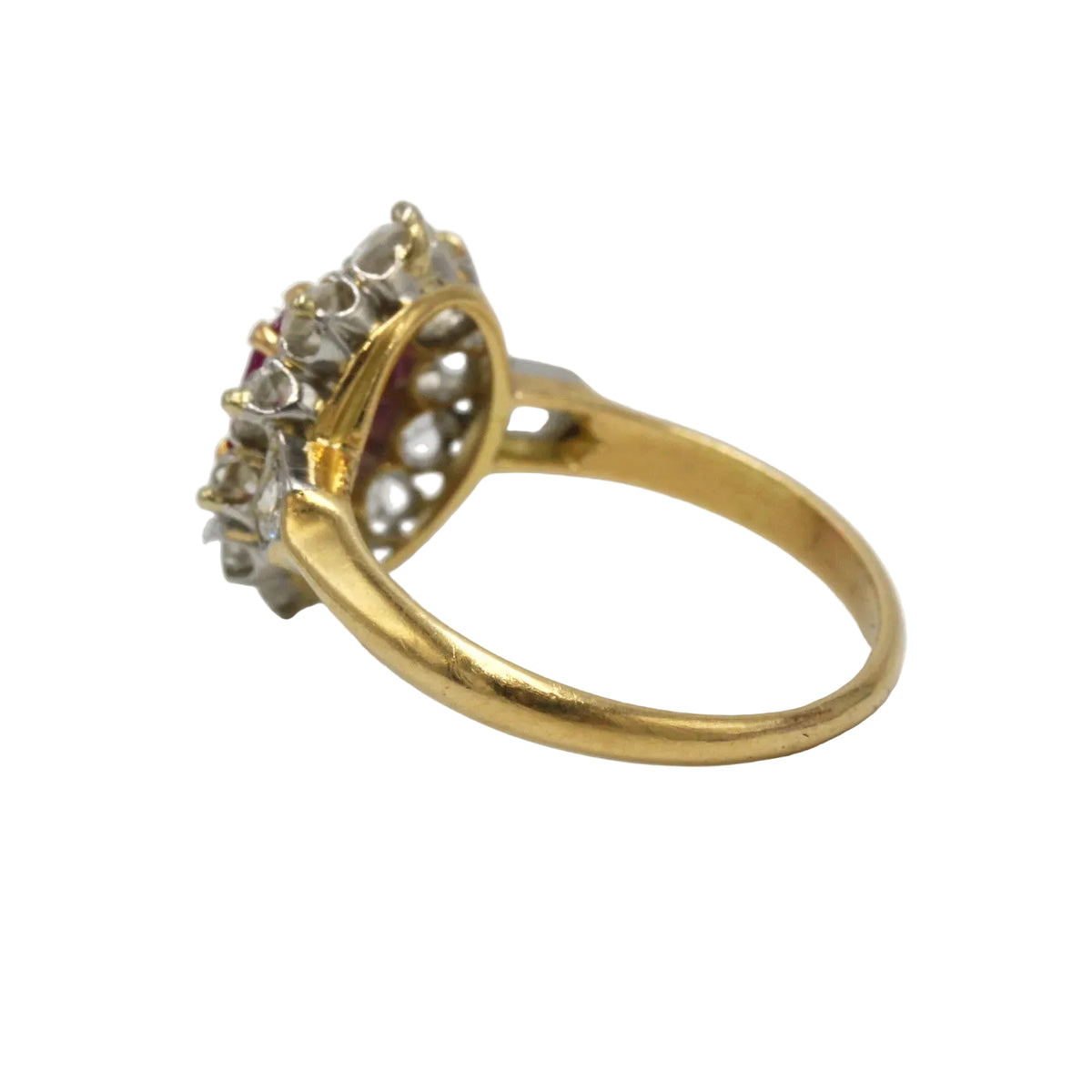 Bague Marguerite en or jaune, platine, rubis et diamants