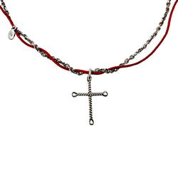 Collier Pendentif DIOR Croix en argent et cordon