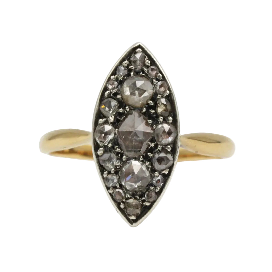 Bague Marquise en or jaune et diamants