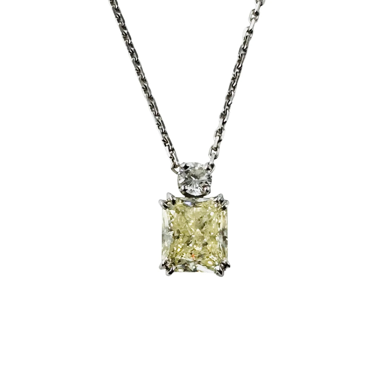 Collier Pendentif en or blanc, diamant fancy yellow et diamant
