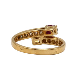 Bague Toi & Moi en or jaune, rubis et diamants