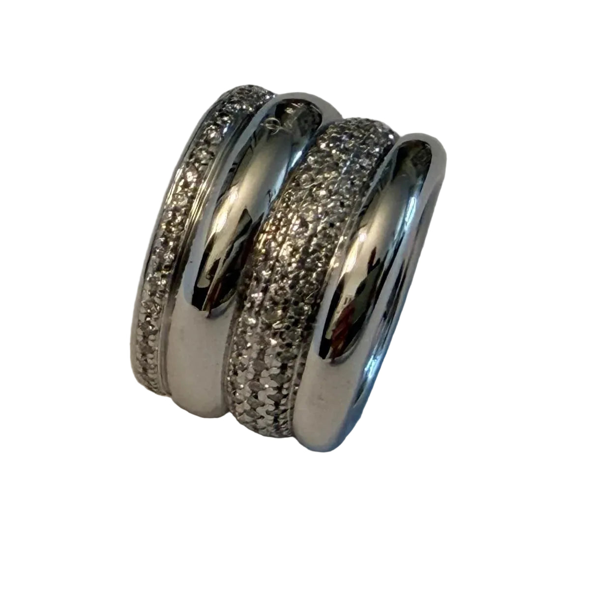Bague Bandeau POMELLATO "Tubolare" en or blanc et diamants