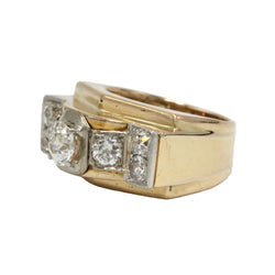 Bague Tank en or jaune, platine et diamants