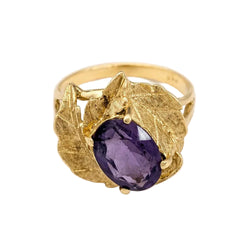 Bague en or jaune et améthyste