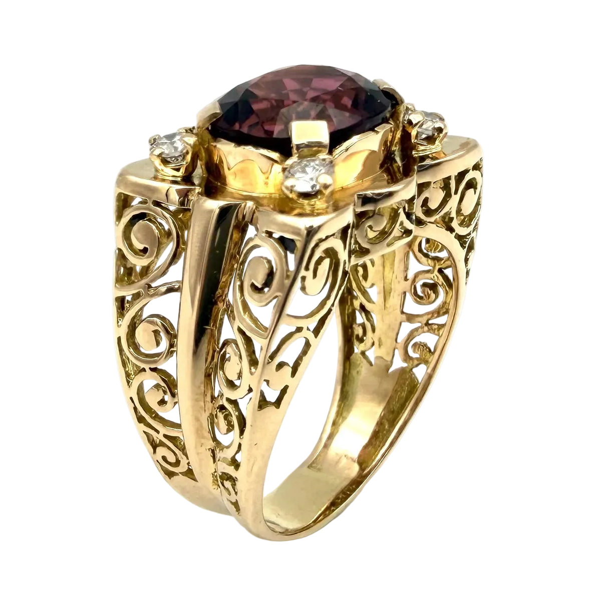 Bague Tank en or rose, tourmaline et diamants