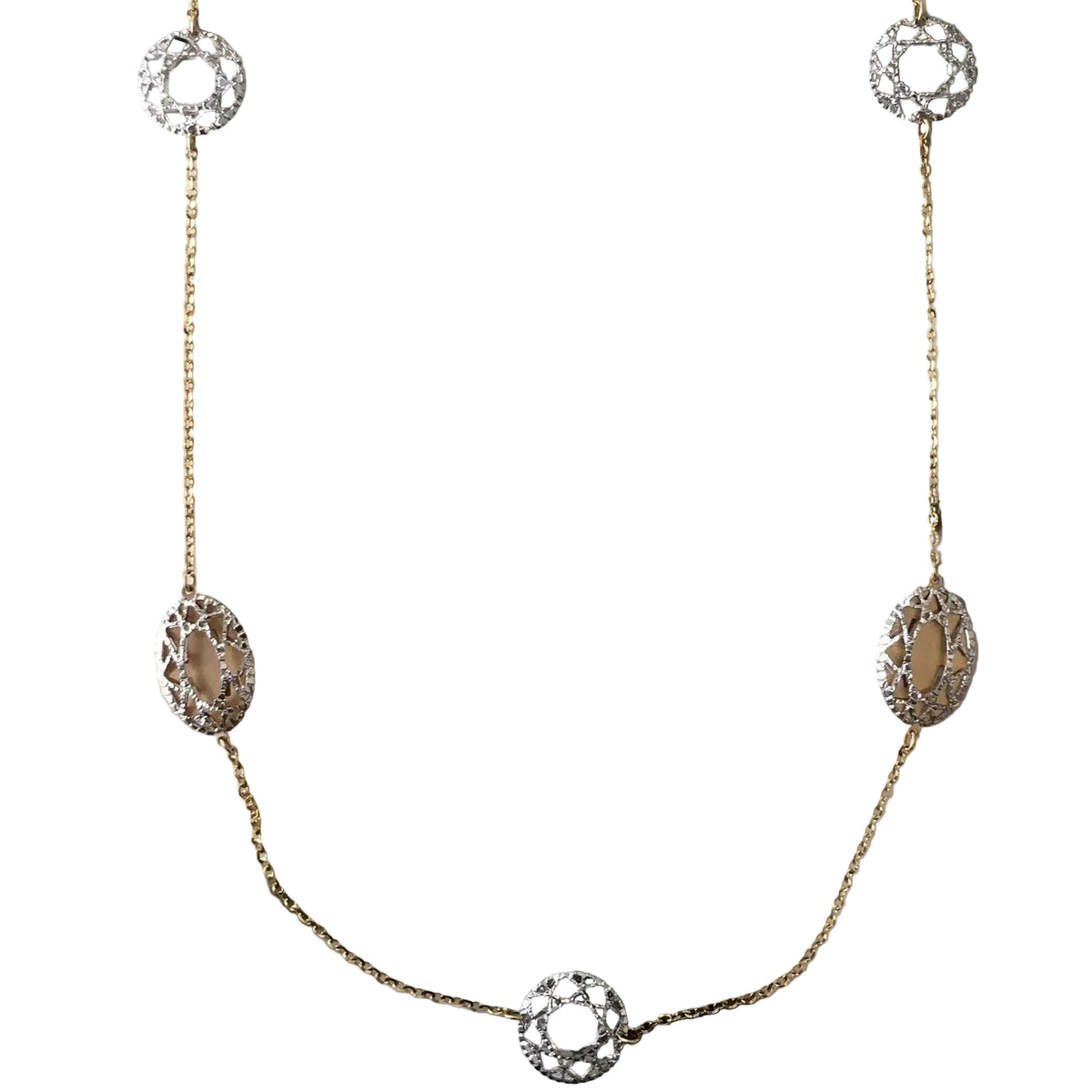 Collier Sautoir en or blanc et or jaune