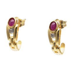 Boucles d'oreilles Puces en or jaune, rubis et diamants