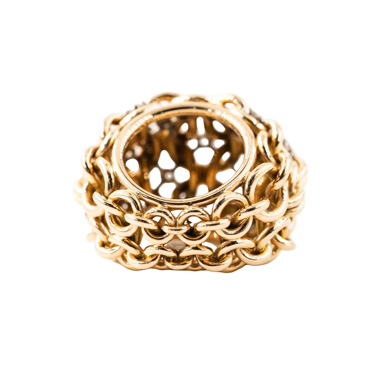Bague cocktail en or jaune et diamants