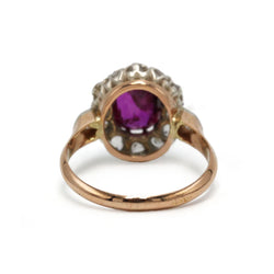 Bague Marguerite en or jaune, platine, rubis et diamants