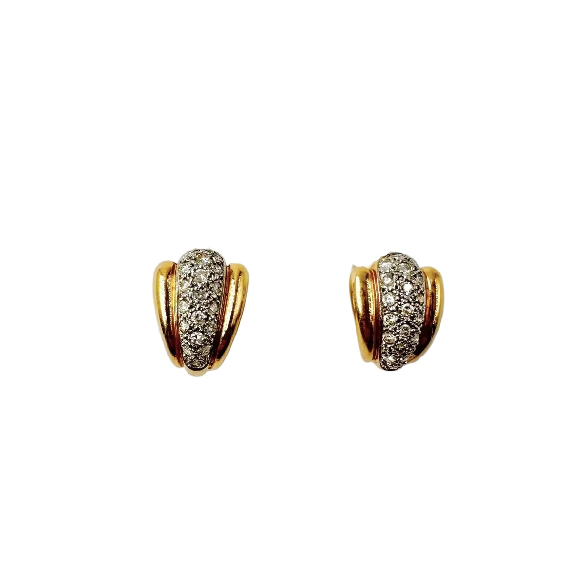 Boucles d'oreilles en or blanc, or jaune et diamants