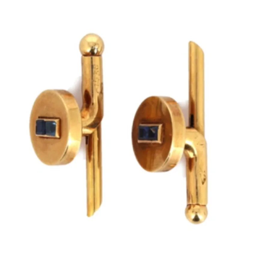 Boutons de col CARTIER en or jaune et saphirs
