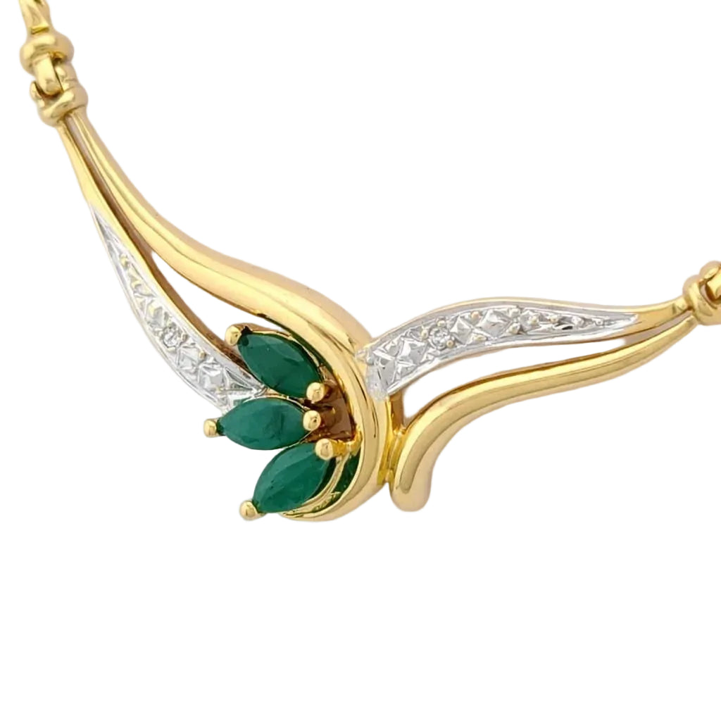 Collier Pendentif en or blanc, or jaune, émeraudes et diamants