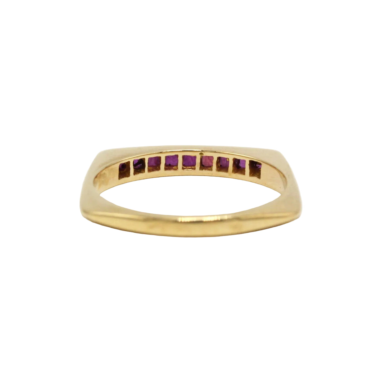 Bague Alliance en or jaune et rubis