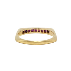 Bague Alliance en or jaune et rubis