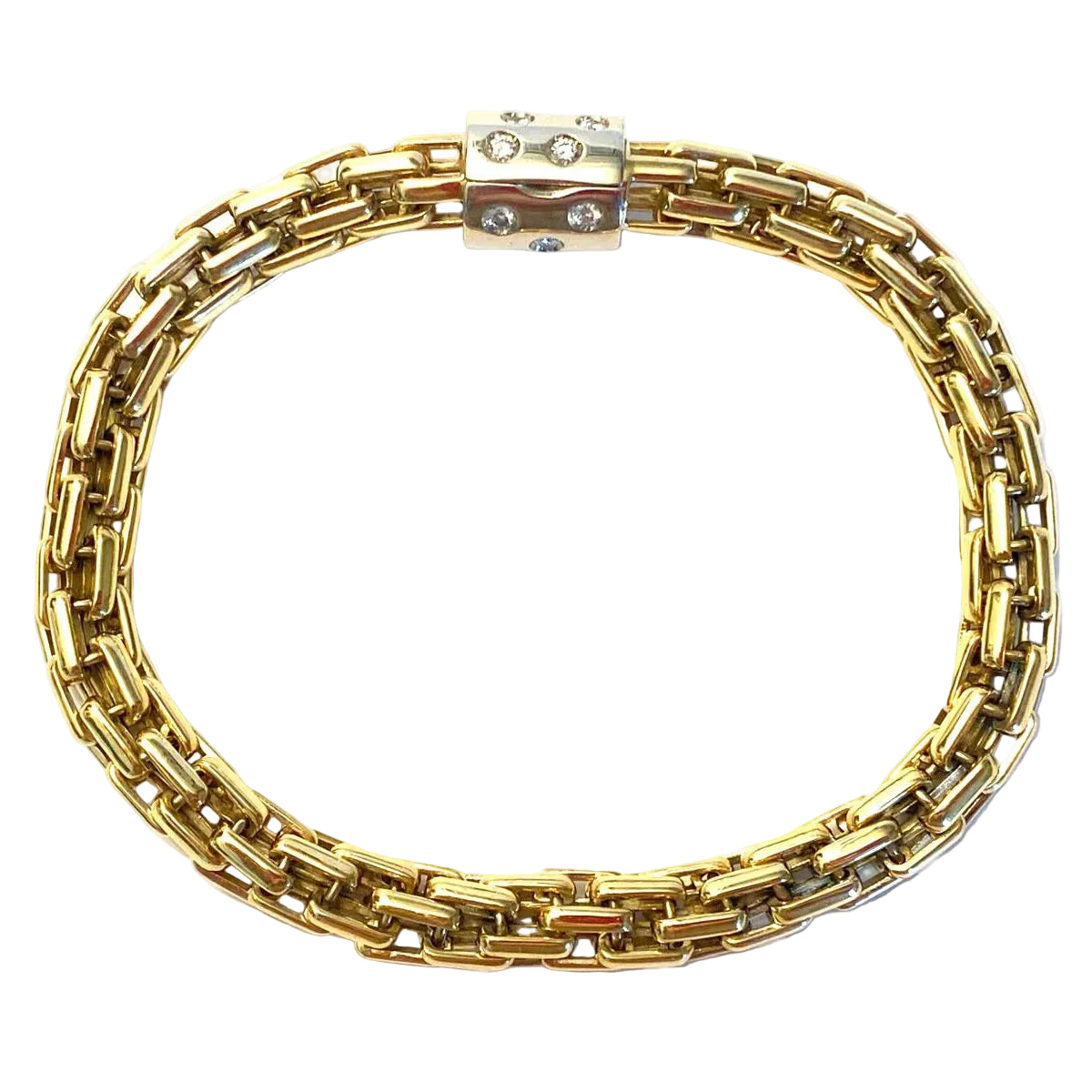 Bracelet Maille POMELLATO en or blanc, or jaune et diamants