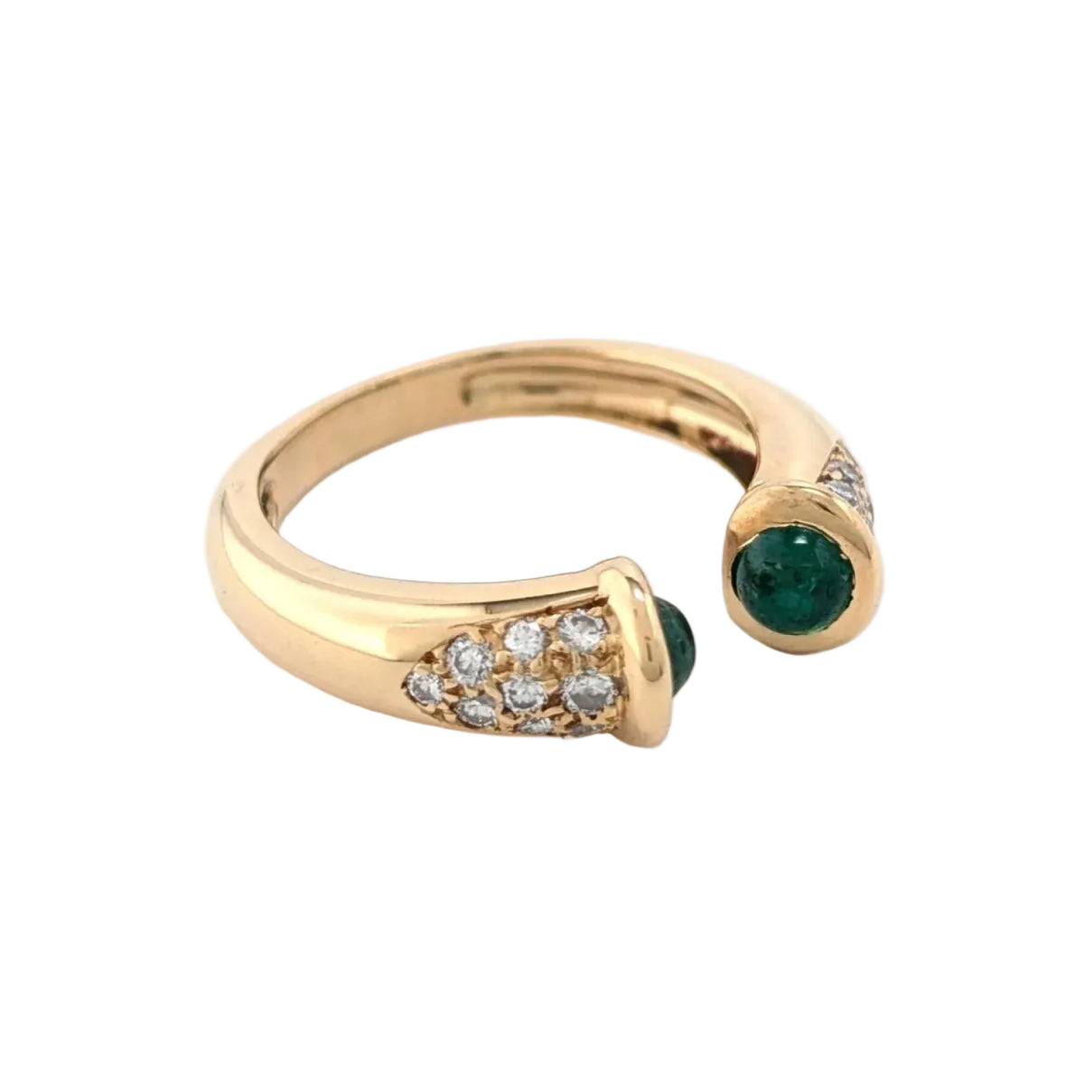 Bague Jonc en or jaune, émeraudes et diamants