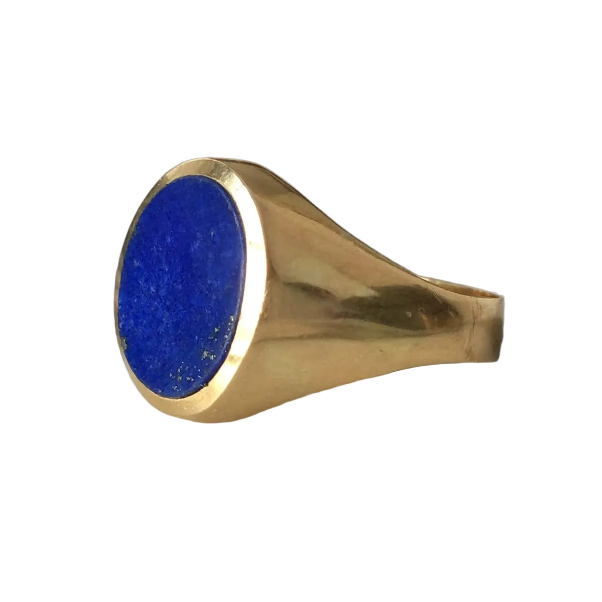 Bague Chevalière en or jaune et lapis-lazuli