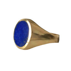 Bague Chevalière en or jaune et lapis-lazuli