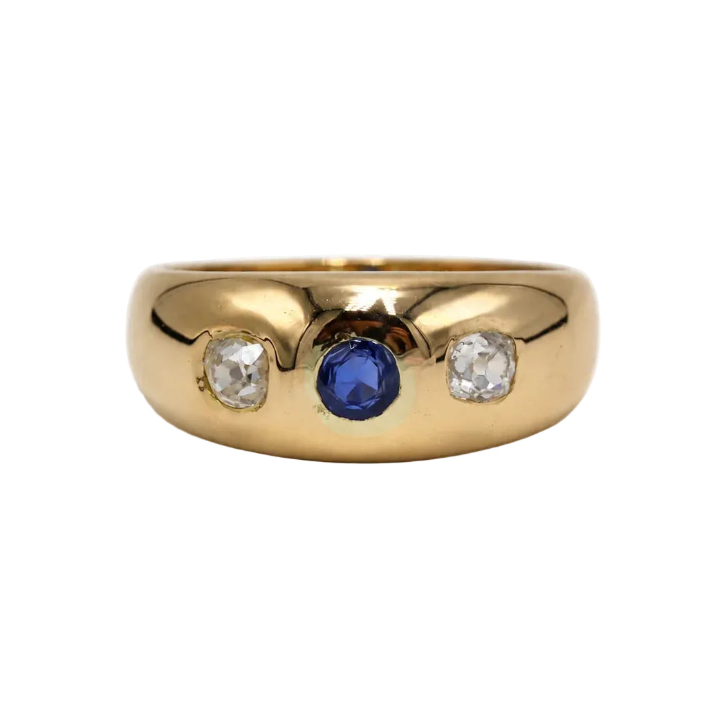 Bague Jonc en or jaune, saphir et diamants