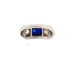 Bague Tank Art déco LOUIS HEISSLER en platine, saphir et diamants
