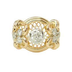 Bague Tank en or jaune et diamants