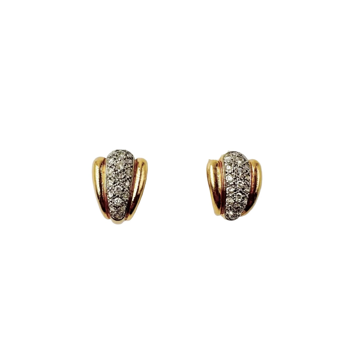 Boucles d'oreilles en or blanc, or jaune et diamants