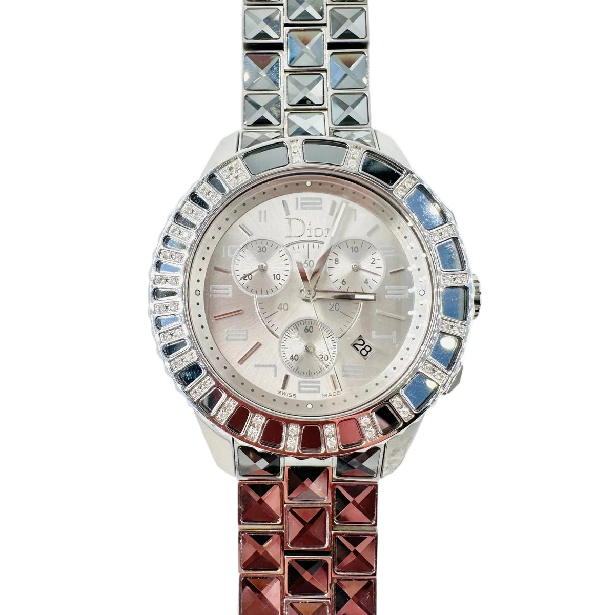 Montre DIOR "Christal" en acier, cristal saphir et diamants